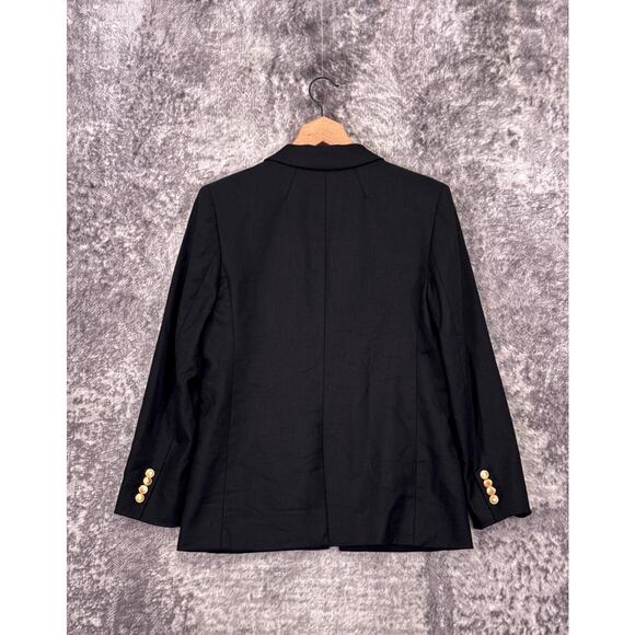 J Crew Jacket 8 Womens Vivienne Blazer Stretch Linen Black Gold Button - Picture 3 of 9